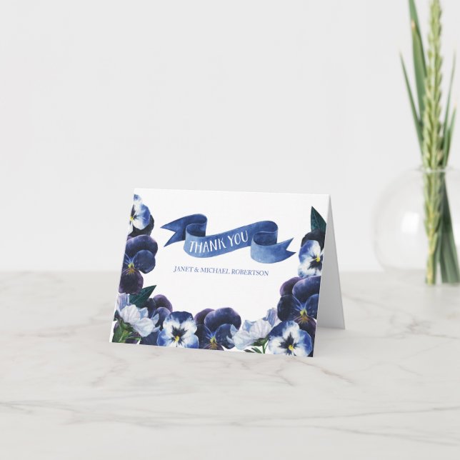 Cartão De Agradecimento Obrigado pintado dos Pansies você (Frente)