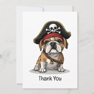 Cartão De Agradecimento Obrigado Pirata Inglês Bulldog Skull