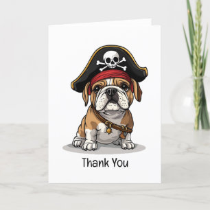 Cartão De Agradecimento Obrigado Pirata Inglês Bulldog Skull