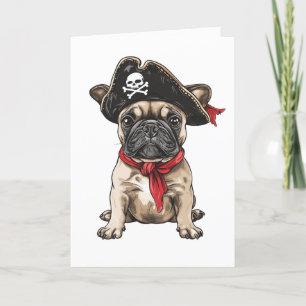 Cartão De Agradecimento Obrigado Pirata O Crânio Do Bulldog Francês Crossb
