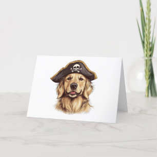 Cartão De Agradecimento Obrigado Pirata Ouro Retriever Cachorro