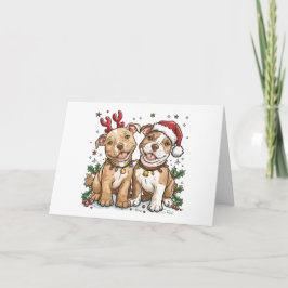 Cartão De Agradecimento Obrigado Pit Bull Cães de Natal