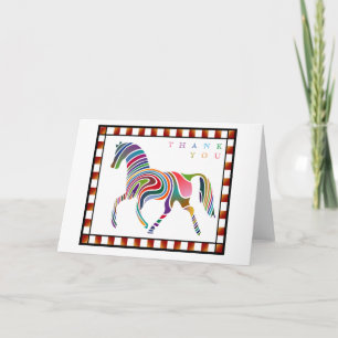 Cartão De Agradecimento Obrigado, Pôneo Cavalo Colorido com Branca de Fron