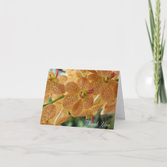 Cartão De Agradecimento Obrigado pontilhou a orquídea (o vazio para (Frente)