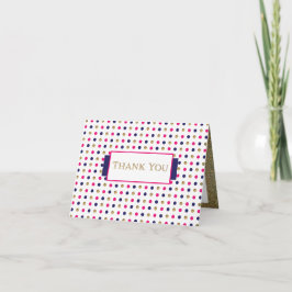 Cartão De Agradecimento Obrigado - Pontos Dourados, Azuis, Rosa e Branco