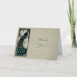 Cartão De Agradecimento Obrigado por Casamento com Pavão Vintage