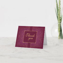 Cartão De Agradecimento Obrigado por casamento elegante em framboesa escur
