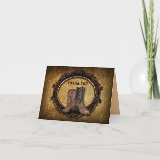 Cartão De Agradecimento obrigado por casamento rústico western country cau (Frente)