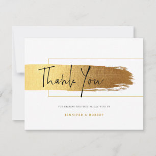 Cartão De Agradecimento Obrigado por escrever tipografia pincelada de ouro
