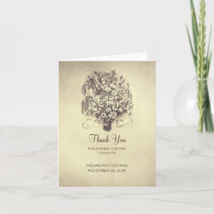 Cartão De Agradecimento Obrigado por Flores de Primavera Casamento Vintage
