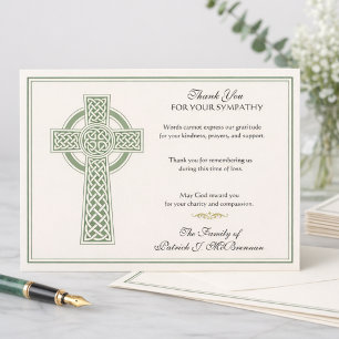 Cartão De Agradecimento Obrigado por Funeral Católico Cruz Celta Irlandesa