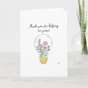 Cartão De Agradecimento Obrigado por me ajudar a crescer a lâmpada