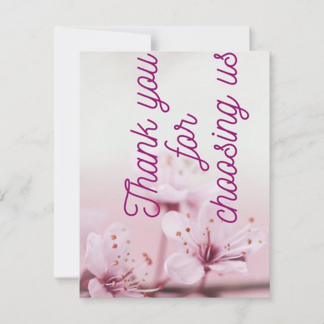 Cartão De Agradecimento Obrigado por nos escolher depois de comprar cartõe (Frente)