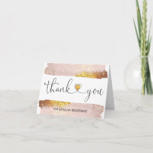 Cartão De Agradecimento OBRIGADO POR SER Dourado POR SER minha BRIDESMAID