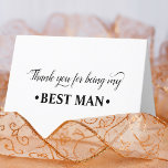 Cartão De Agradecimento Obrigado por ser minha Festa de casamento do Melho<br><div class="desc">Cartões de agradecimentos elegante, especialmente para o seu Melhor Homem. Com uma escrita elegante e uma tipografia forte e ousada, o cartão diz "Obrigado por ser o meu Melhor Homem". Dentro é vazio para você adicionar uma mensagem, se desejar. Se você quiser este design minimalista em diferentes cores, clique em...</div>