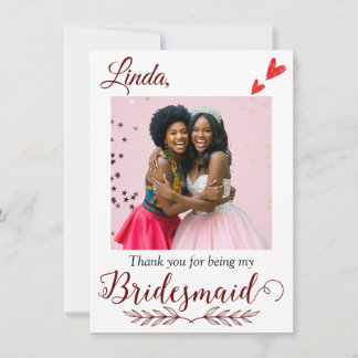 Cartão De Agradecimento Obrigado por ser minha proposta da Bridesmaid