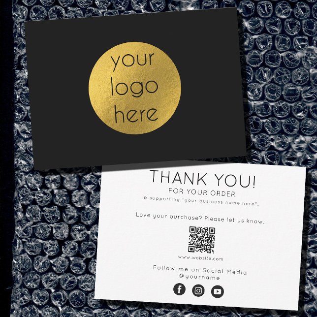 Cartão De Agradecimento Obrigado Por Sua Ordem De Compra Preto (Criador carregado)