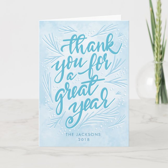 Cartão De Agradecimento Obrigado por um excelente de ano moderno (Frente)