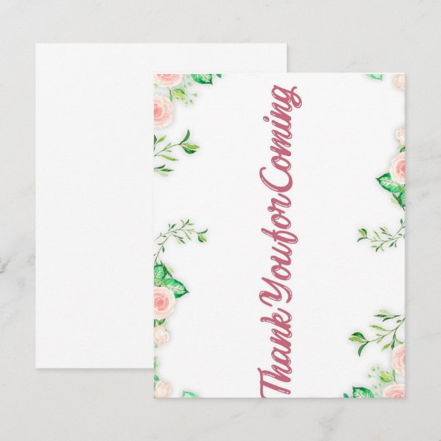 Cartão De Agradecimento obrigado por vir depois da festa. (Frente/Verso)