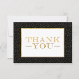 Cartão De Agradecimento Obrigado preto & Dourado do casamento da flor de