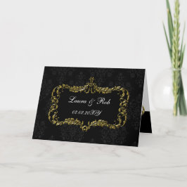 Cartão De Agradecimento obrigado preto e damasco dourado florescente