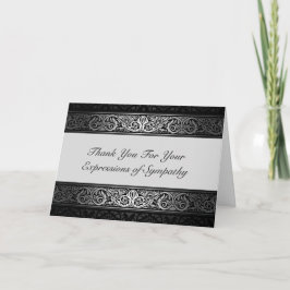 Cartão De Agradecimento Obrigado preto e de prata elegante você para seu