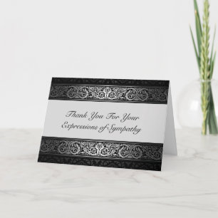 Cartão De Agradecimento Obrigado preto e de prata elegante você para seu
