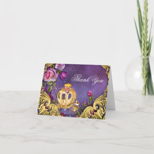 Cartão De Agradecimento Obrigado Princesa de Conto de Fadas (Frente)
