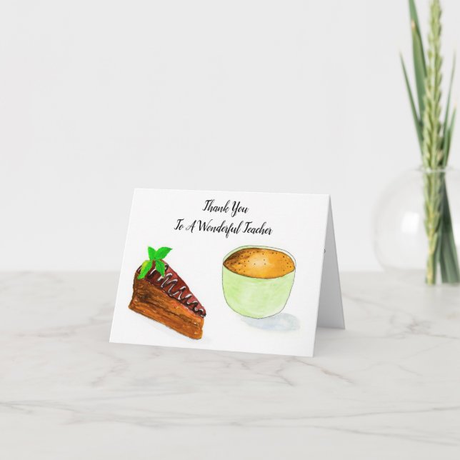 Cartão De Agradecimento Obrigado Professor Chocolate Cake & Café (Frente)