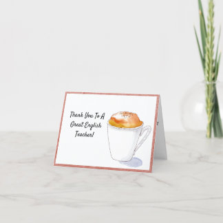 Cartão De Agradecimento Obrigado Professor de Inglês Aquarela Cappuccino