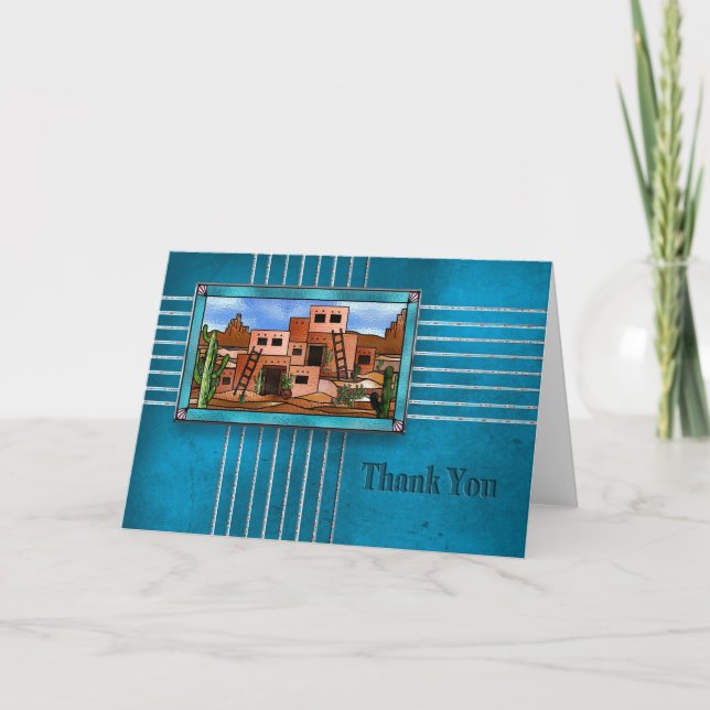 CARTÃO DE AGRADECIMENTO OBRIGADO - PUEBLO HOMES - SÉRIE ÍNDIA AMERICANA (Frente)