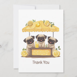 Cartão De Agradecimento Obrigado Pug Dogs Lemonade Stand