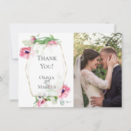 Cartão De Agradecimento OBRIGADO | Quadro de FOTOS Botânico Papoulas Cor-d