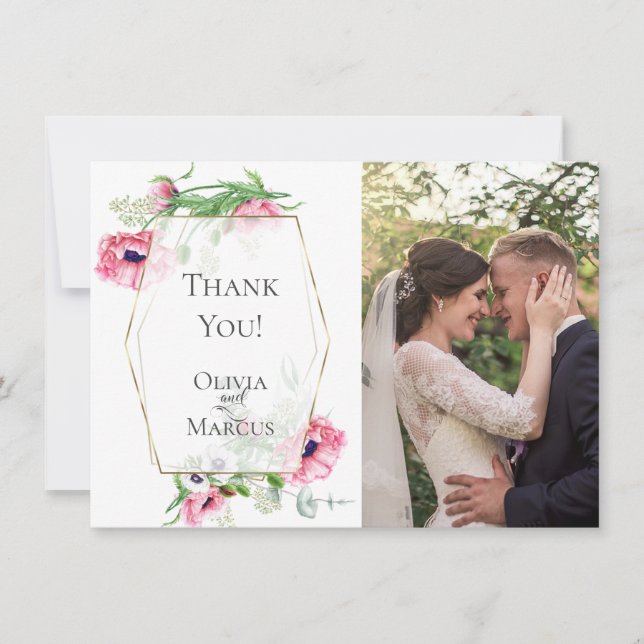 Cartão De Agradecimento OBRIGADO | Quadro Fotográfico Botânico Papoulas Ro (Frente)