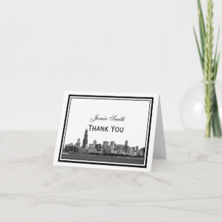 Cartão De Agradecimento Obrigado quadro gravado skyline de Chicago H você