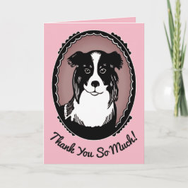 Cartão De Agradecimento Obrigado que do rosa & do preto de border collie