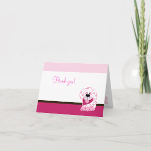 Cartão De Agradecimento Obrigado que dobrado cor-de-rosa do cão de filhot