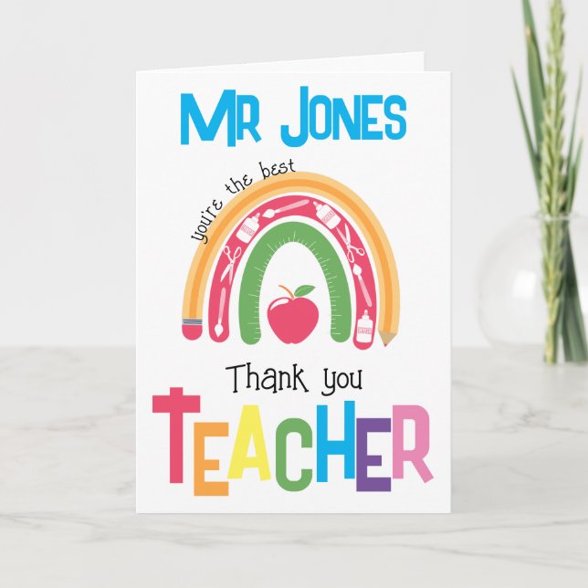 Cartão De Agradecimento obrigado que o professor aprecia que você é o melh (Frente)