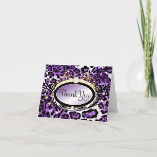 Cartão De Agradecimento Obrigado que roxo Dourado opulento do leopardo 311