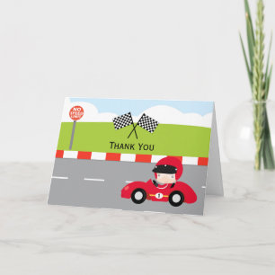 Cartão De Agradecimento Obrigado Racecar de aniversário