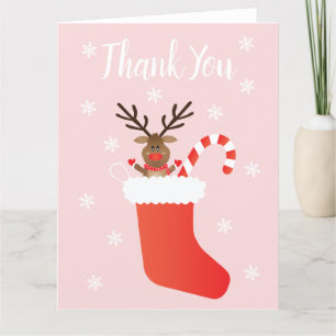 Cartão De Agradecimento Obrigado, Reindeer, Em Uma Balança De Natal