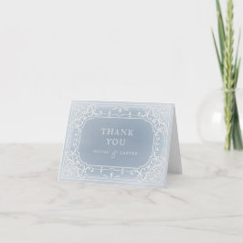 Cartão De Agradecimento obrigado romântico azul de casamento vintage