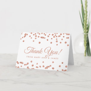 Cartão De Agradecimento "Obrigado" Rosa do Dourado Faux Glitter Confetti W
