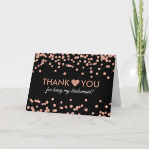 Cartão De Agradecimento Obrigado Rosa Dourada Glitter Confetti Black