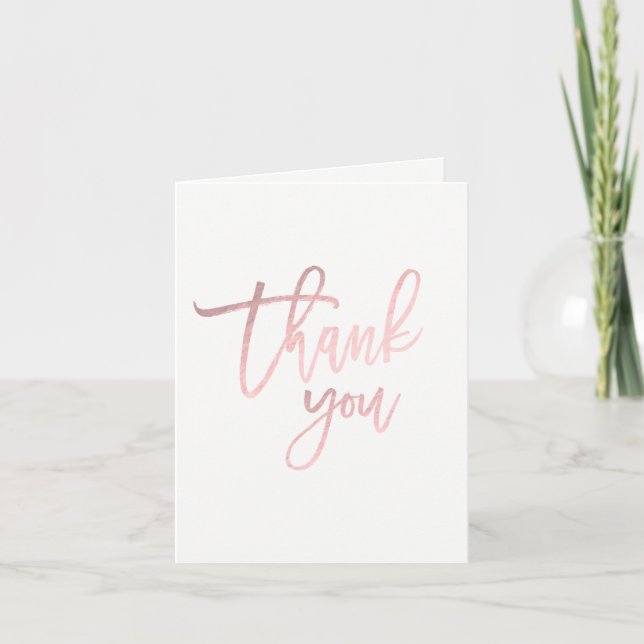 Cartão De Agradecimento OBRIGADO Rosa Dourado Rosa Moderno Script Chic (Frente)