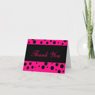 Cartão De Agradecimento "Obrigado" - Rosa Neon com Pontos Negros [b]