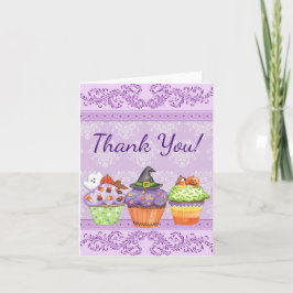 Cartão De Agradecimento Obrigado roxo bonito dos cupcakes do Dia das