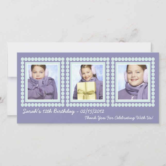 Cartão De Agradecimento Obrigado roxo da menina do aniversário você (Frente)