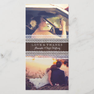 Cartão De Agradecimento Obrigado rústico da foto da madeira & do casamento