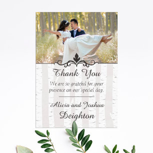 Cartão De Agradecimento Obrigado rústico do casamento da natureza da